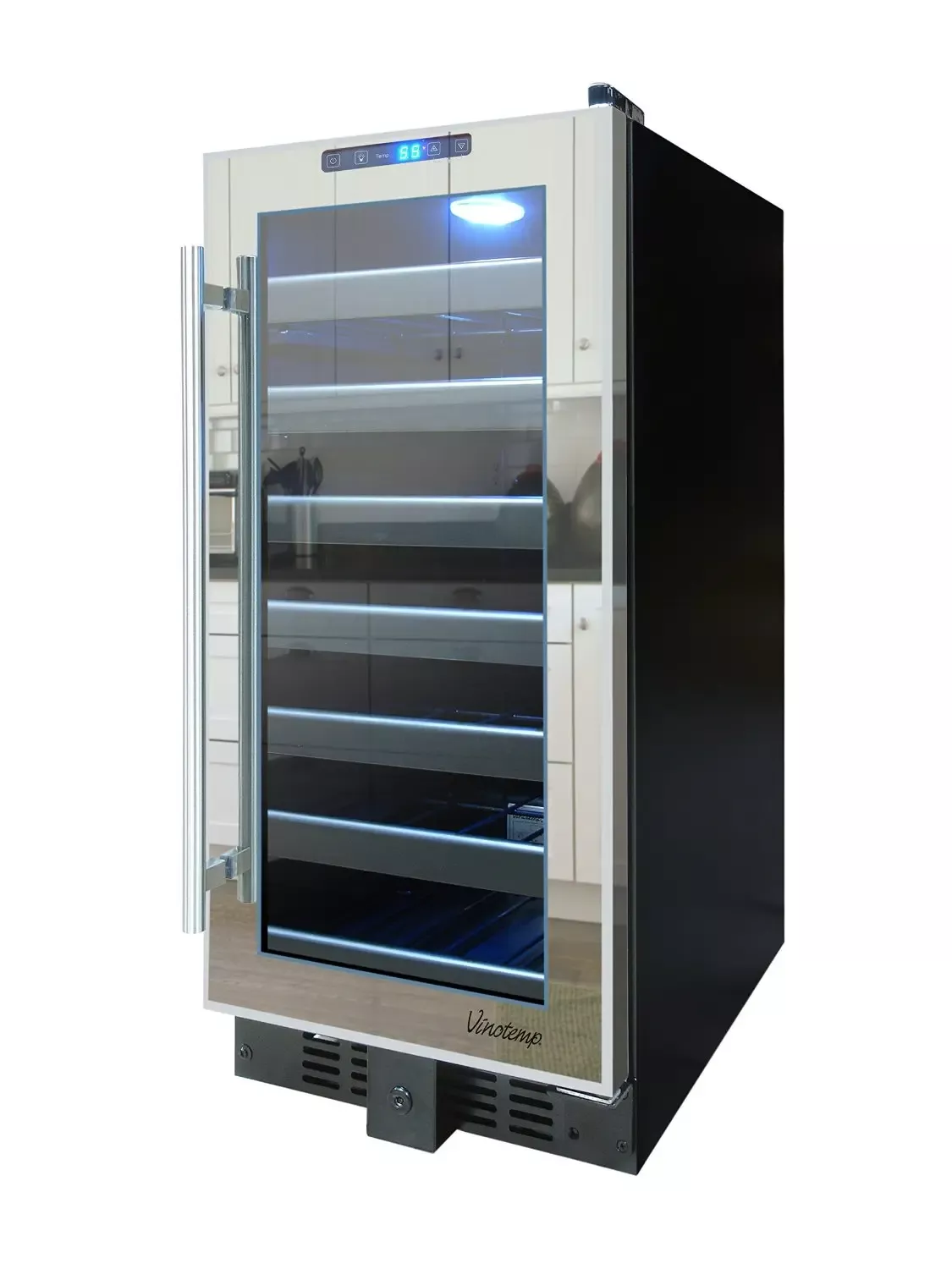 15" Wide 33 Bottle Single Zone Mirrored Door Wine Refrigerator