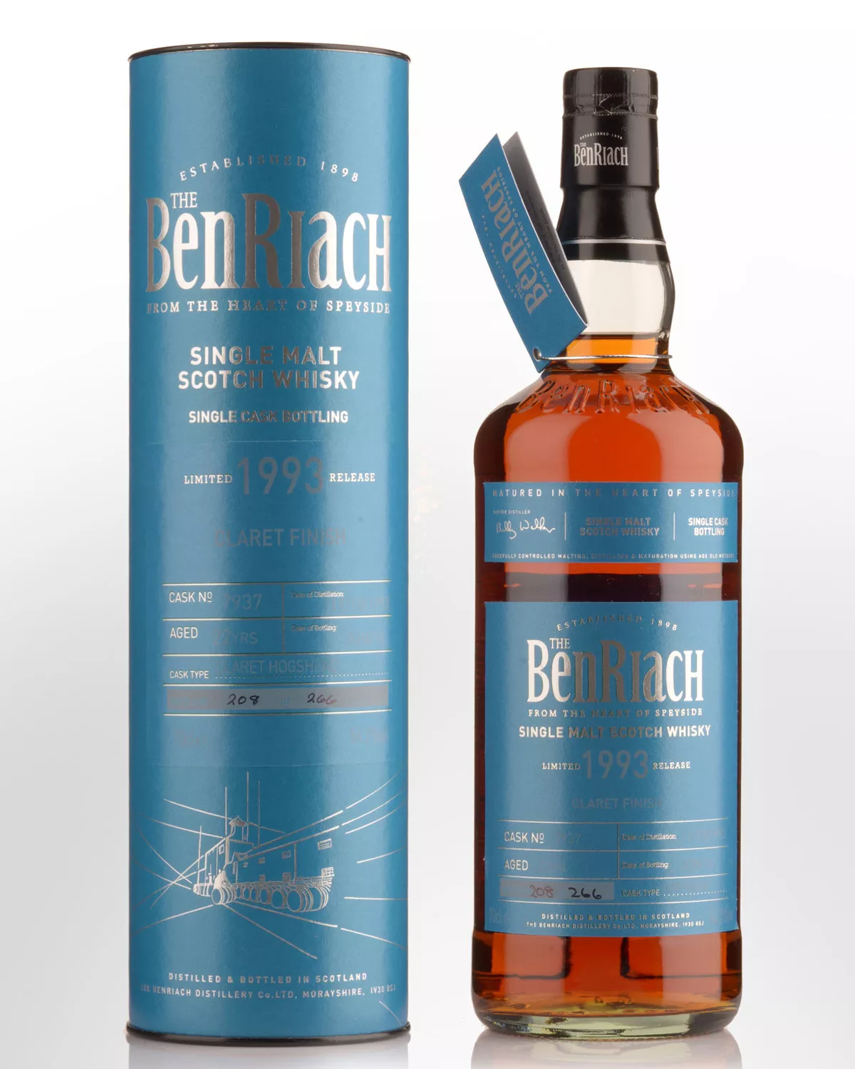 1993 Benriach Batch 13 Single Cask #7937 Claret Hogshead/Claret Finish 22 Year Old Cask Strength Single Malt Scotch Whisky (700ml)