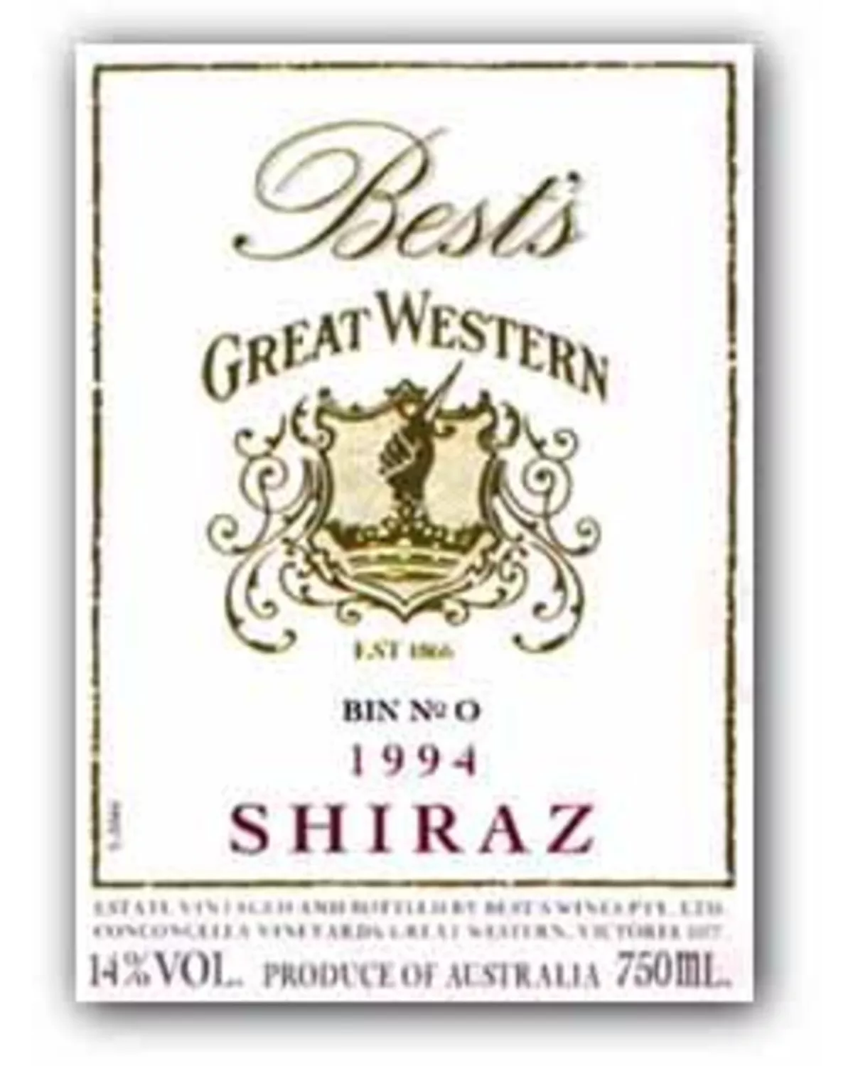 1994 Best's Great Western Bin 0 Shiraz