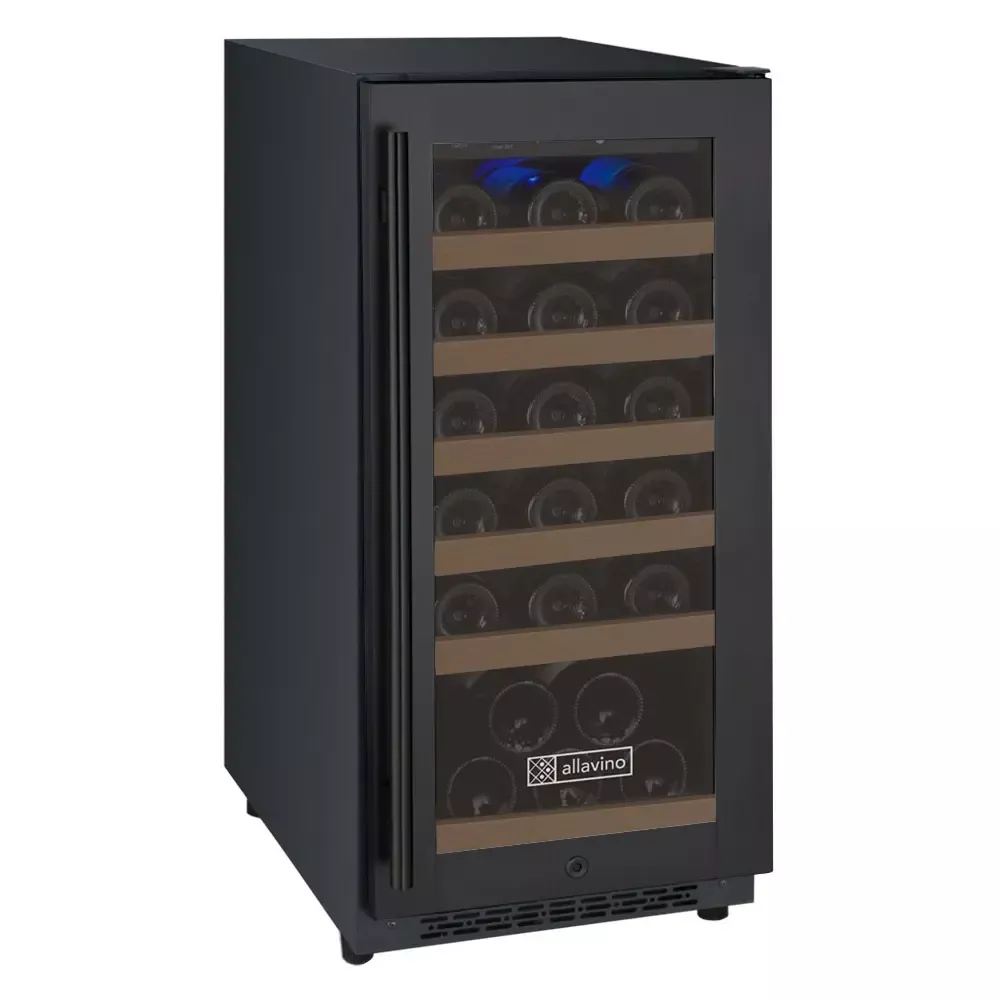 Allavino 15" Wide FlexCount Series 30 Bottle Single Zone Black Wine Refrigerator