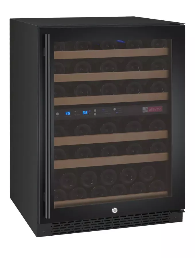 Allavino 24" Wide FlexCount Series 56 Bottle Dual Zone Black Right Hinge Wine Refrigerator