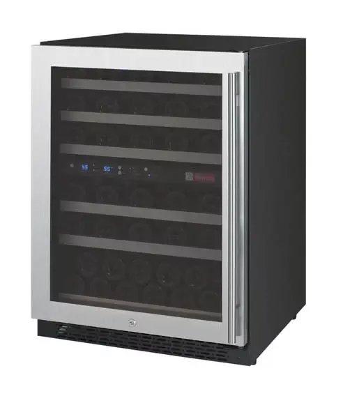 Allavino 24" Wide FlexCount Series 56 Bottle Dual Zone Stainless Steel Left Hinge Wine Refrigerator