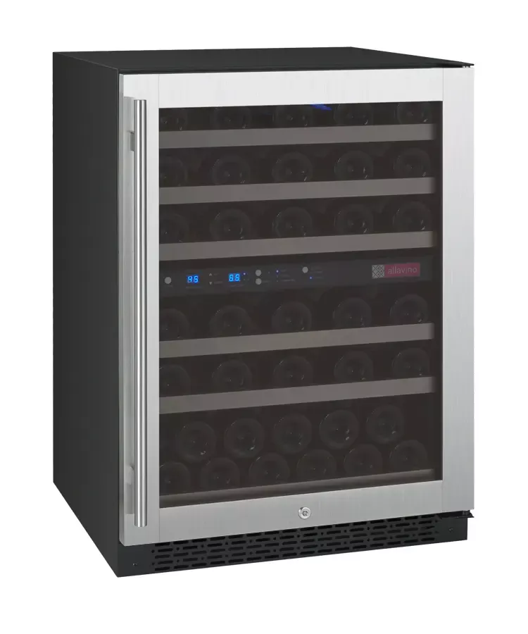 Allavino 24" Wide FlexCount Series 56 Bottle Dual Zone Stainless Steel Right Hinge Wine Refrigerator