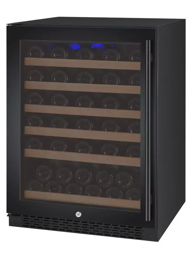 Allavino 24" Wide FlexCount Series 56 Bottle Single Zone Black Left Hinge Wine Refrigerator