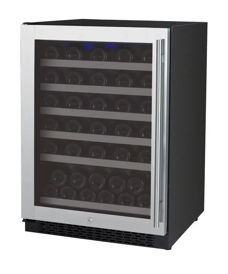 Allavino 24" Wide FlexCount Series 56 Bottle Single Zone Stainless Steel Left Hinge Wine Refrigerator