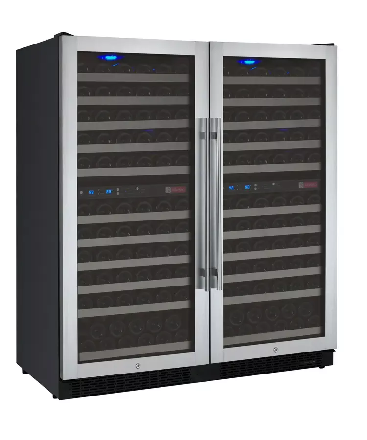 Allavino 47" Wide FlexCount Series 242 Bottle Four Zone Stainless Steel Side-by-Side Wine Refrigerator