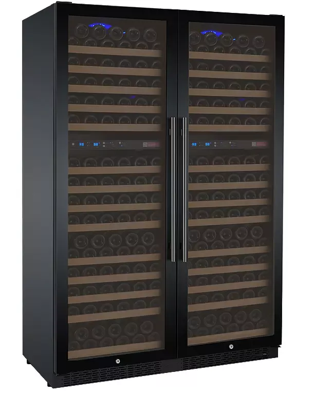 Allavino 47" Wide FlexCount Series 344 Bottle Four Zone Black Side-by-Side Wine Refrigerators