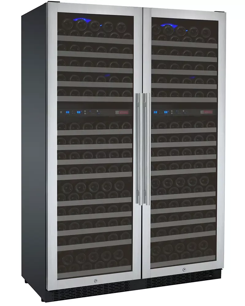 Allavino 47" Wide FlexCount Series 344 Bottle Four-Zone Stainless Steel Side-by-Side Wine Refrigerator
