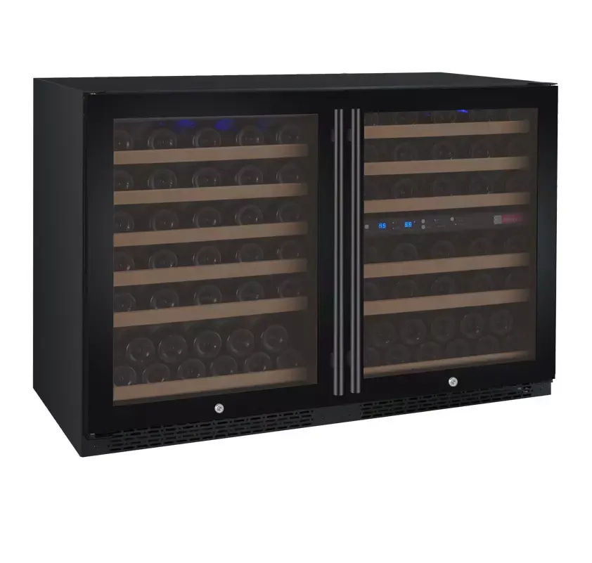 Allavino FlexCount Series 112 Bottle Three Zone Built-in Side-by-Side Wine Refrigerators with Stainless Steel Doors