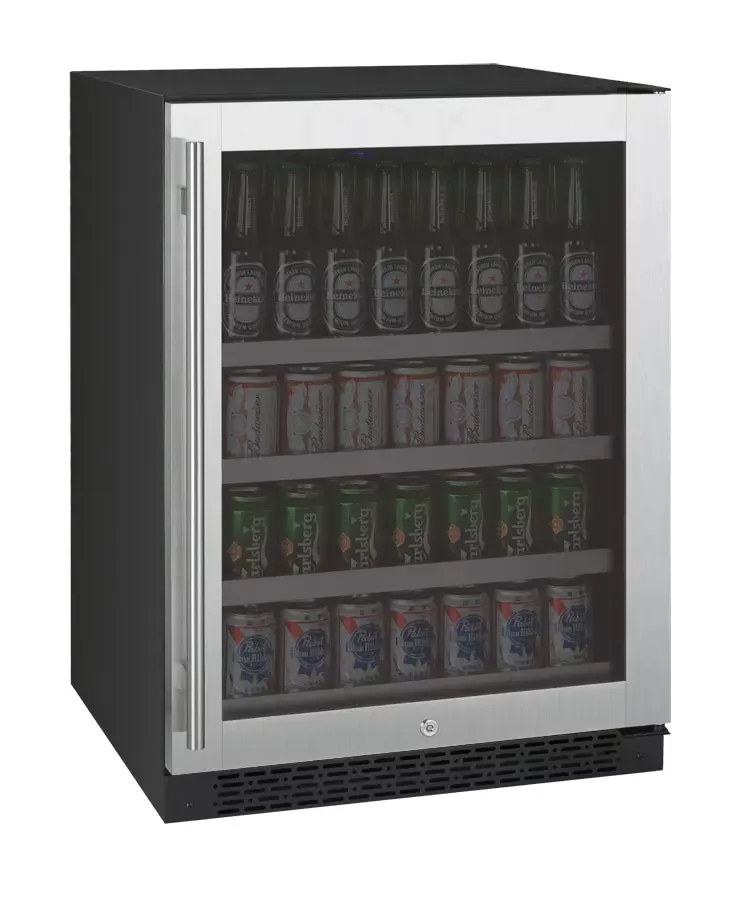 Allavino FlexCount Series 24" Wide Beverage Center - Black Cabinet with Stainless Steel Door - Left Hinge