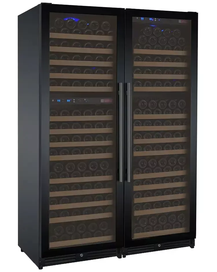 Allavino FlexCount Series 349 Bottle Three Zone Tall Side-by-Side Wine Refrigerators with Black Doors