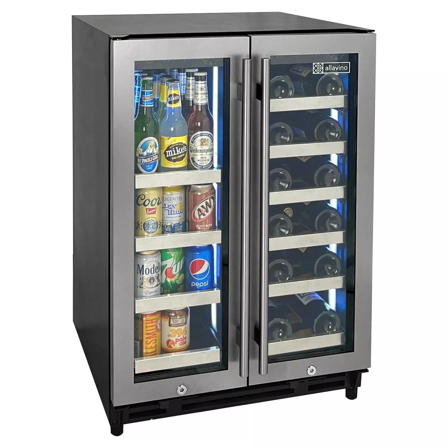 Allavino Reserva Series 24" Wide Two Door Stainless Steel Wine Refrigerator/Beverage Center