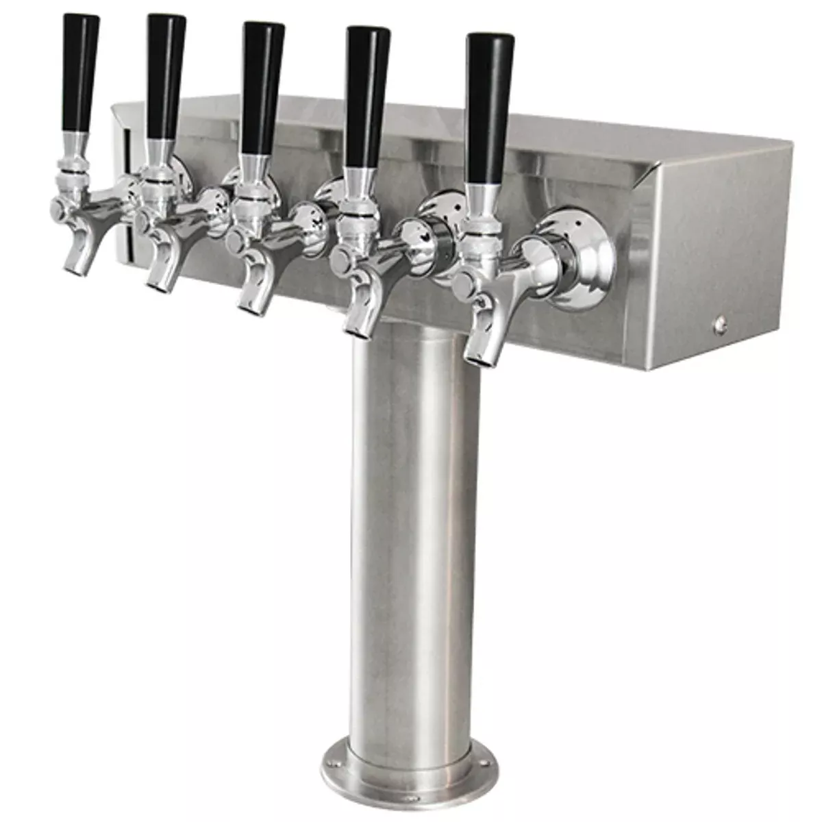American Style Beer Tower, 3'' Pedestal Tubes TEE BOX 5, Chrome, Glycol