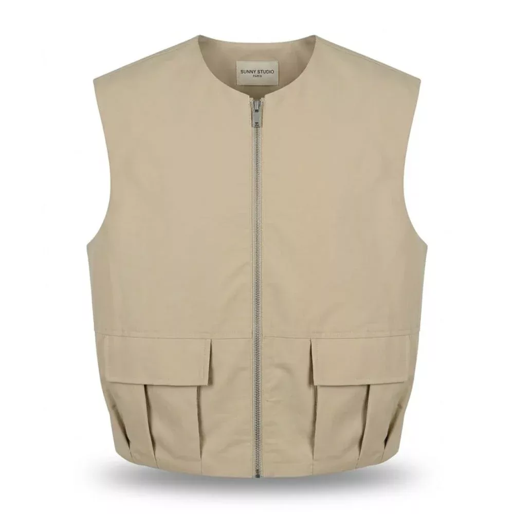 Beige Zippered Vest