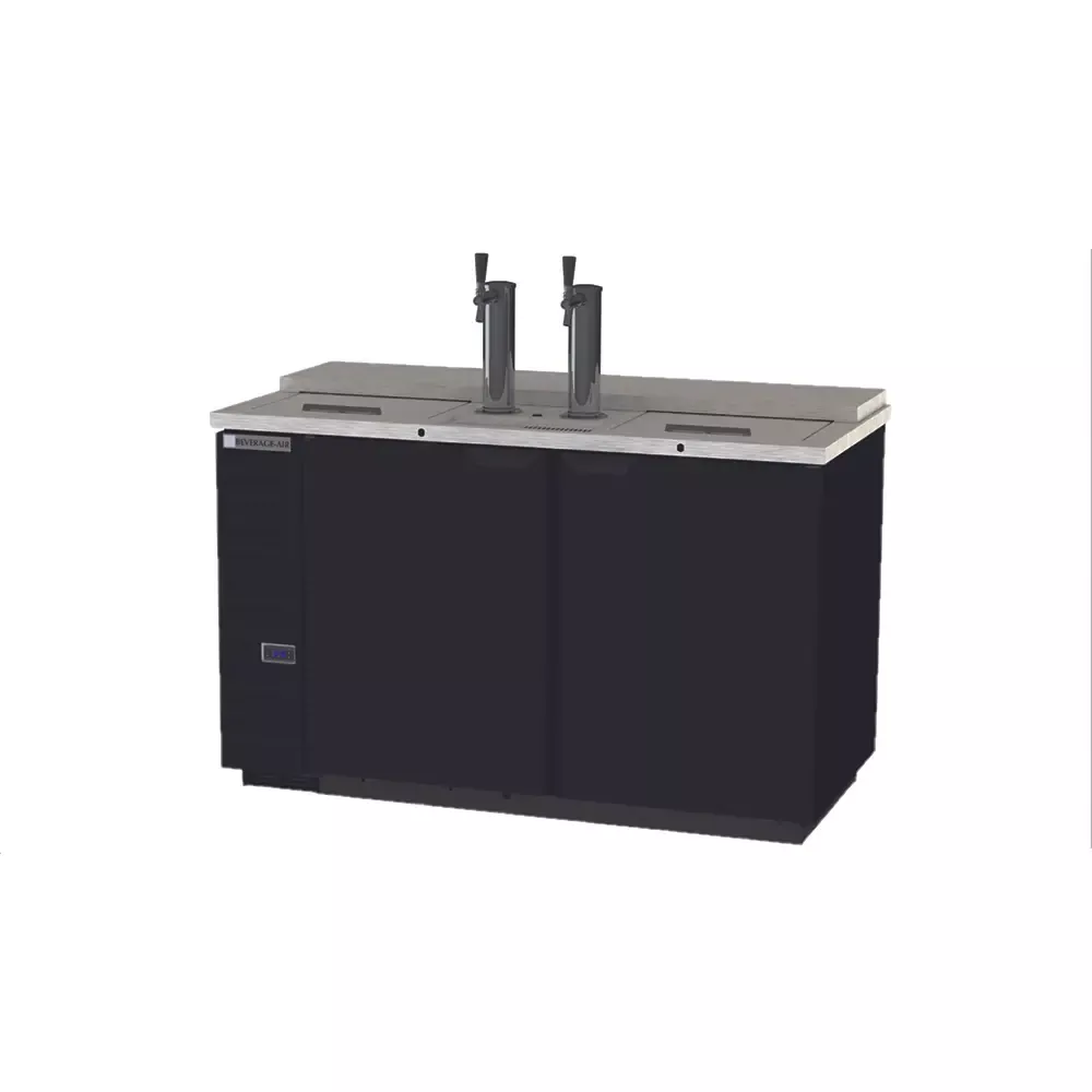 Beverage-Air 59" Wide Dual Tap DD58HC-1-C-B Black Commercial Kegerator