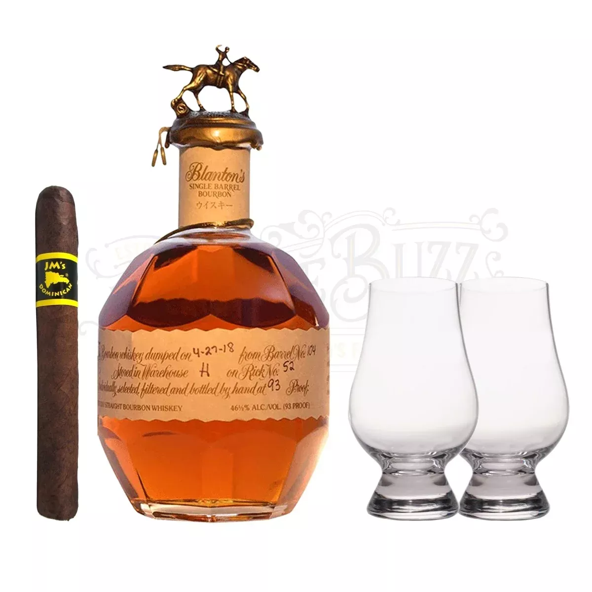 Blanton's Red Label with Glencairn Set & Cigar