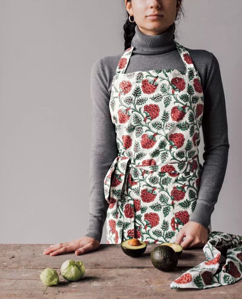 Carnation Block Print Apron