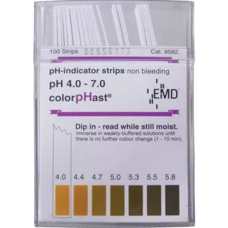 ColorpHast pH Strips - 4.0 to 7.0 (100 Strips)