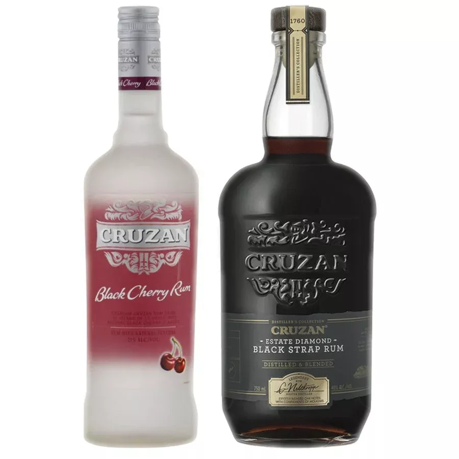 Cruzan Black Cherry Flavored Rum & Cruzan Dark Rum Black Strap Estate Diamond Bundle