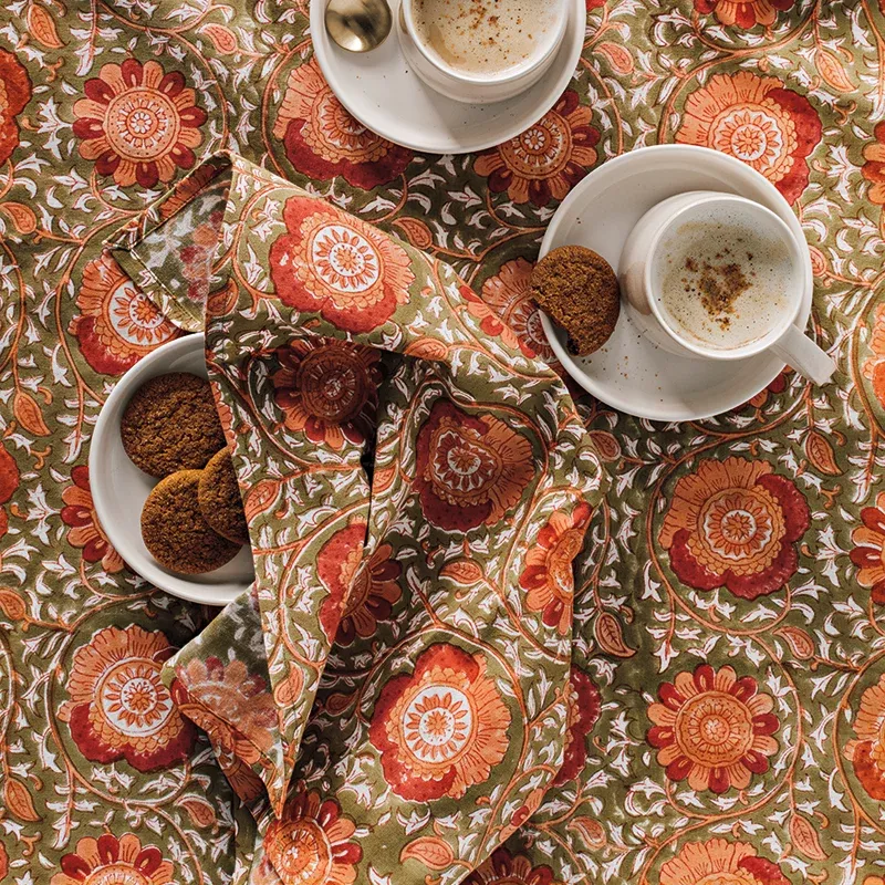 Danica Heirloom Set of 4 Block Print Zinnia Placemats