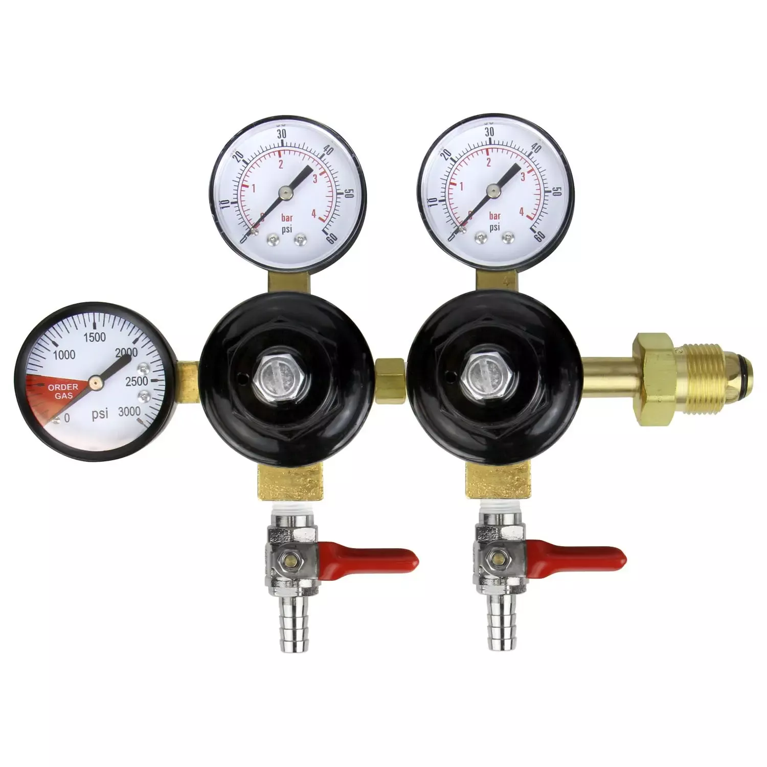 Double Body Nitrogen Beer Regulator with 5/16"B Shutoffs