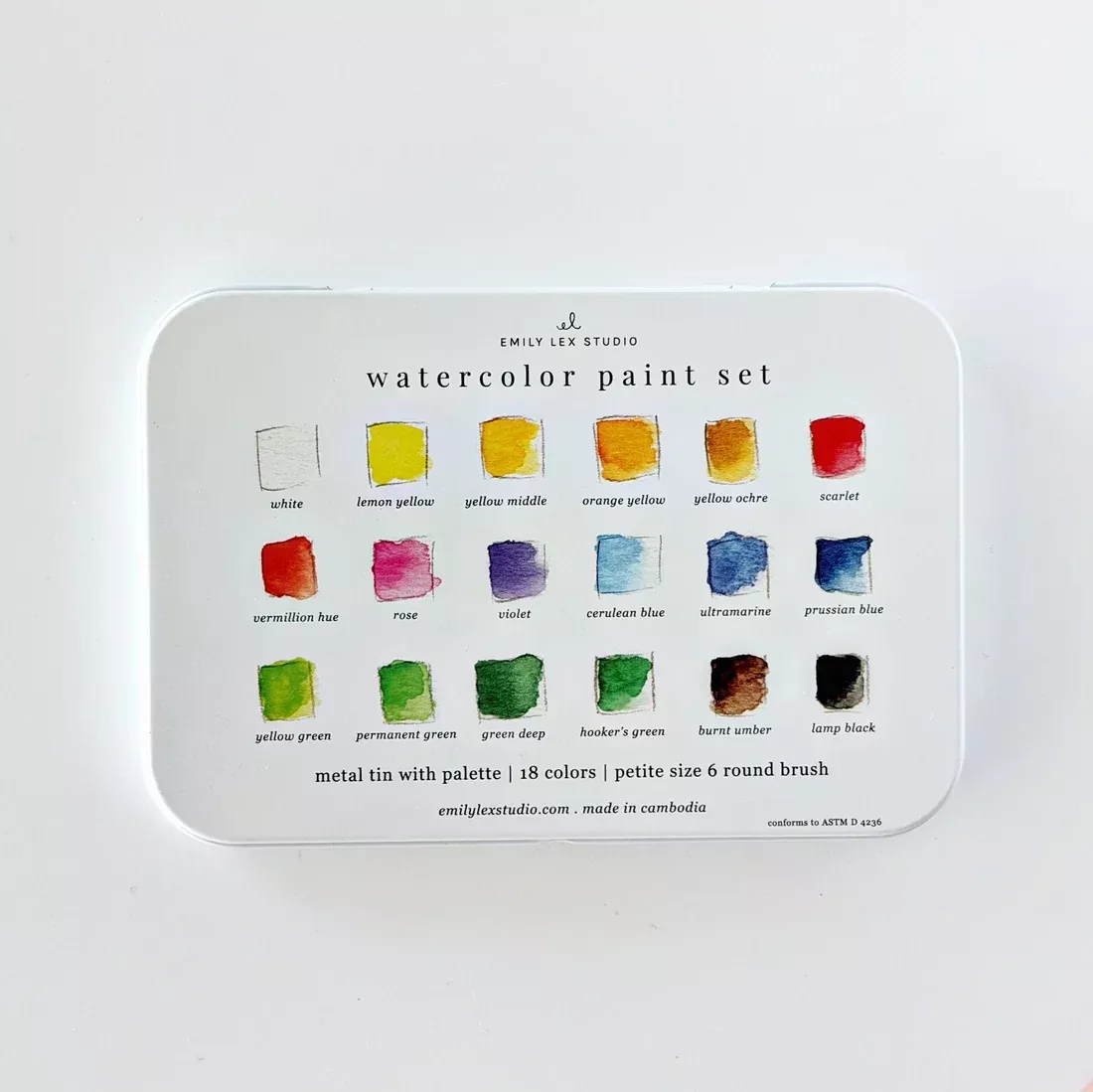 Emily Lex Studio 18 Color Watercolor Paint Set with Brush