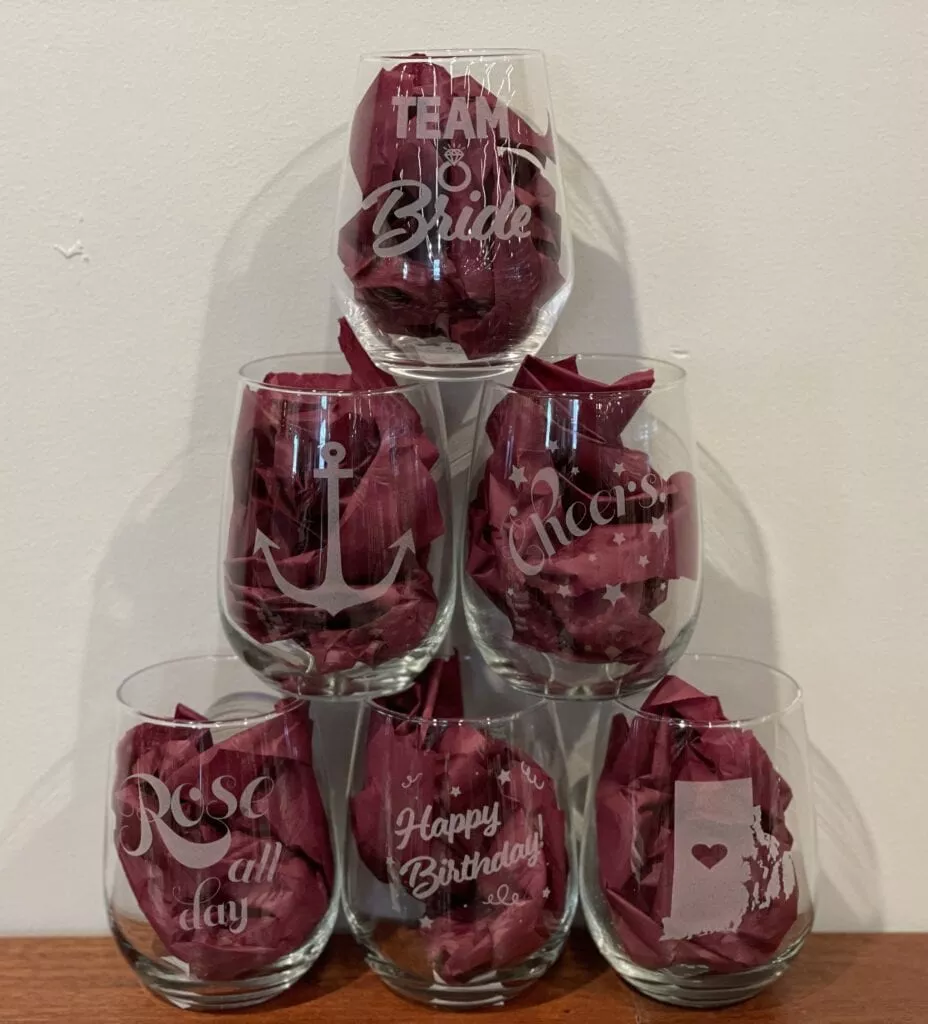 ENGRAVED STEMLESS WINE GLASS