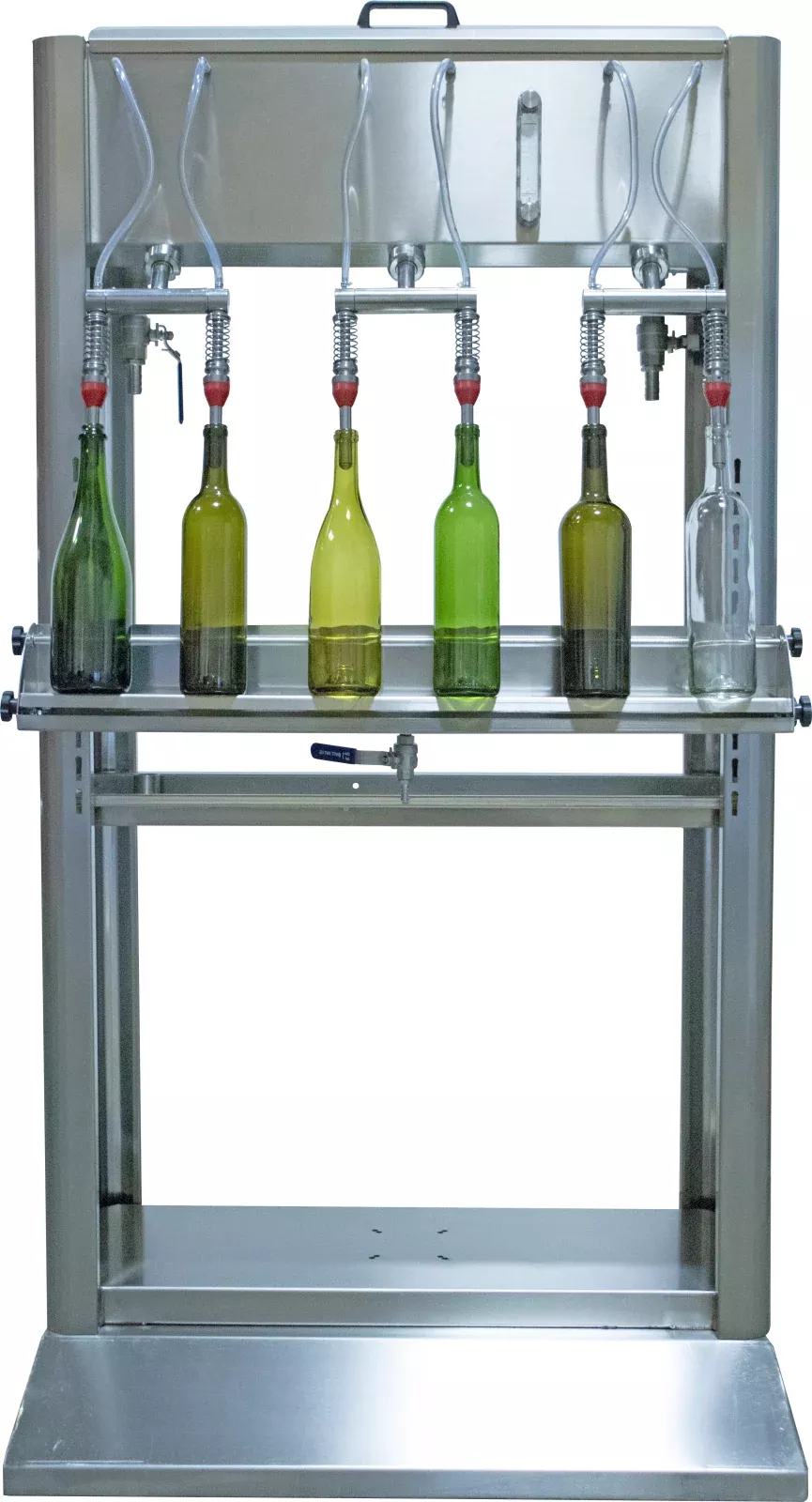 EnoItalia Wine Bottle Filler | 6 Spout | Stainless Trolley Cart | Level Gauge | 980L /h Fill Rate