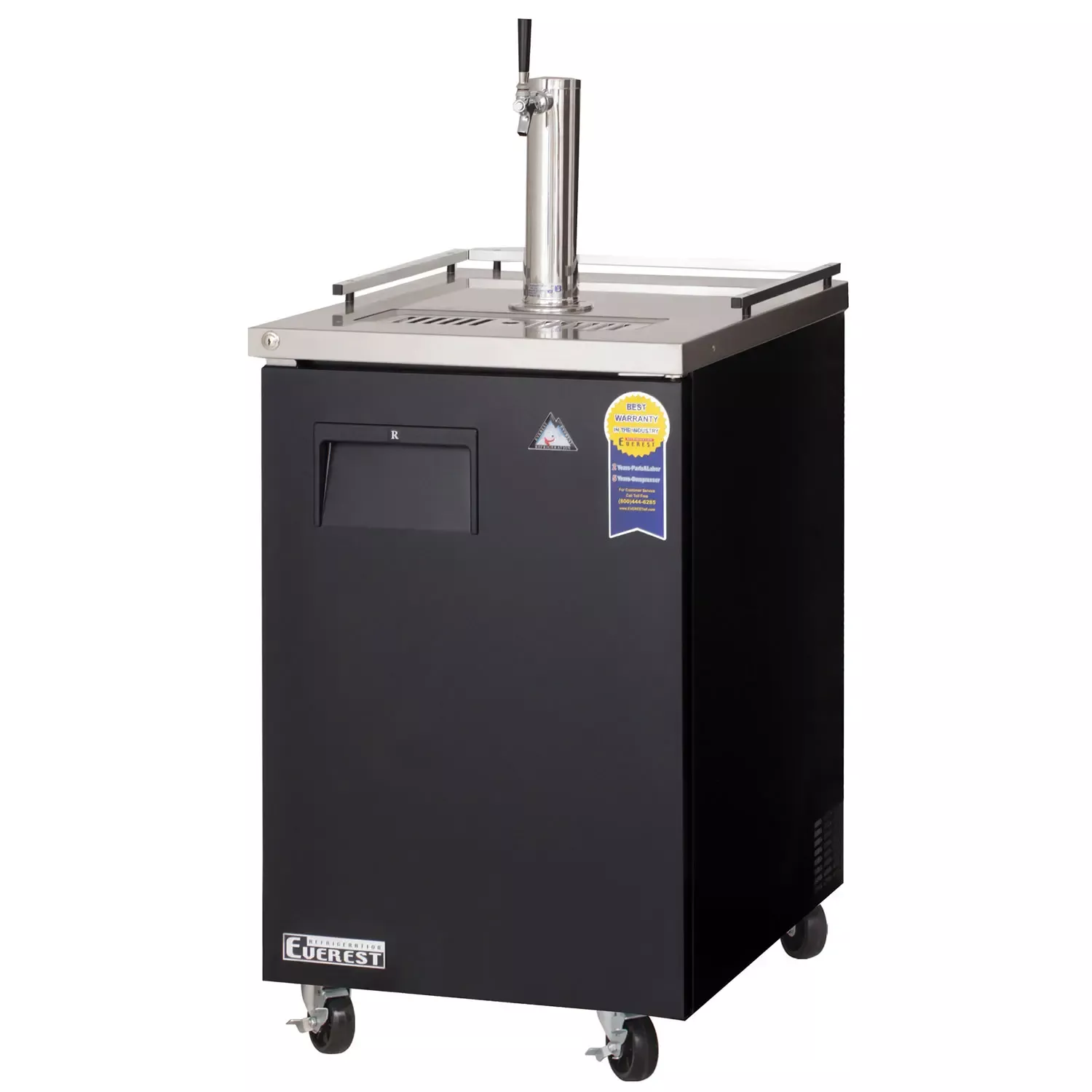 Everest 24" Wide Single Tap Black Commercial Kegerator