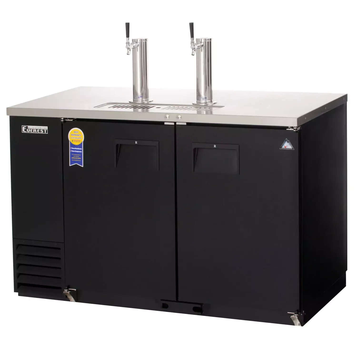 Everest 58" Wide Dual Tap Black Commercial Kegerator