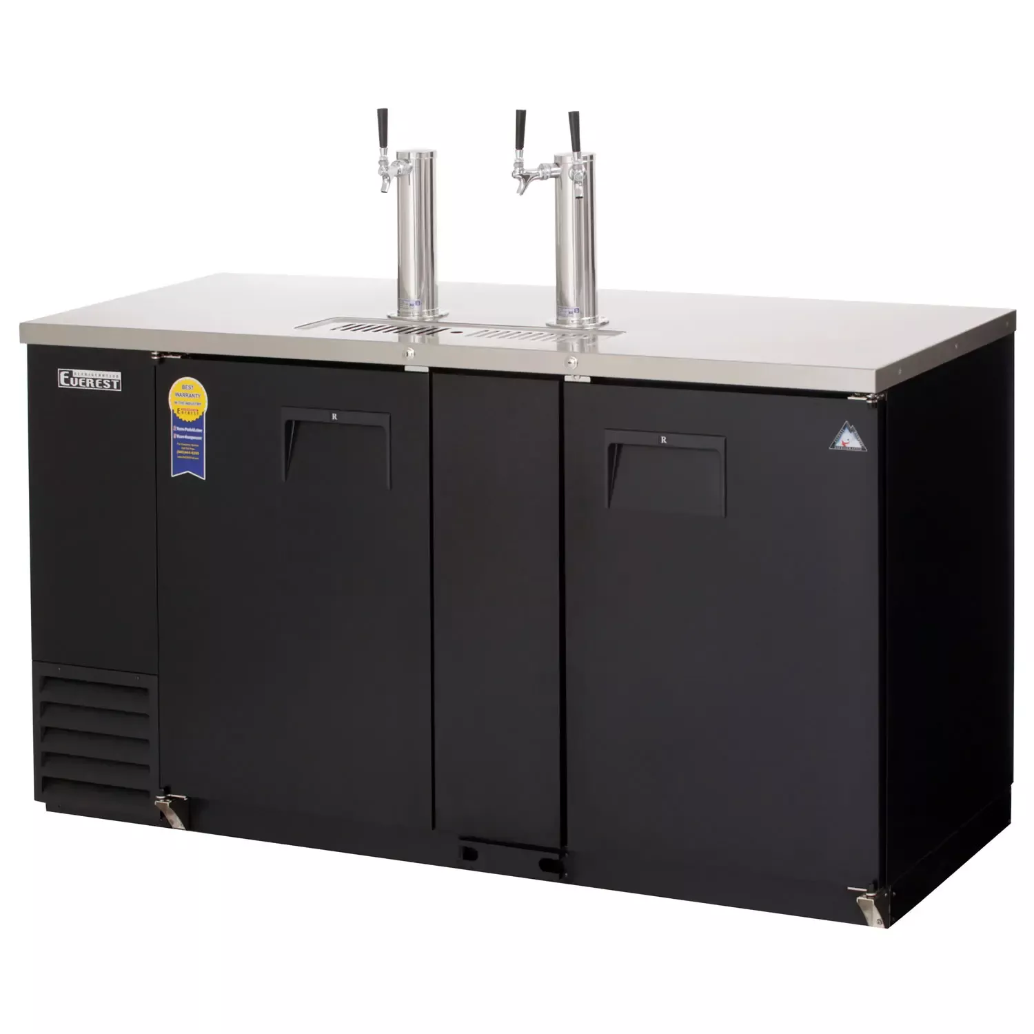 Everest 68" Wide Triple Tap Black Commercial Kegerator