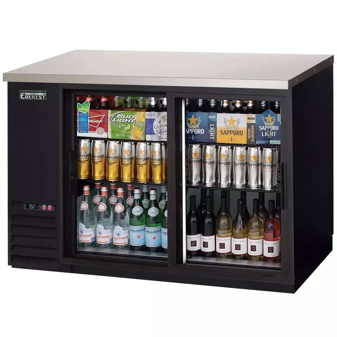 Everest Sliding Glass Door Back Bar Cooler - Two Door