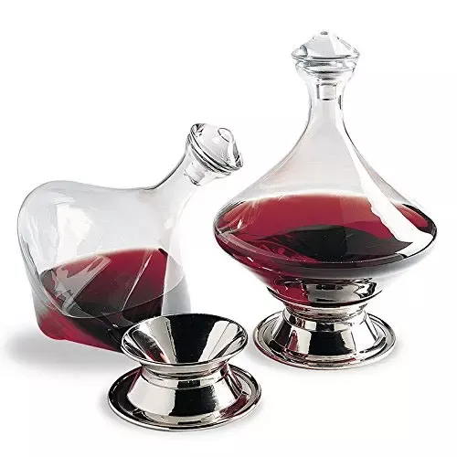 Franmara Orbital Wine Decanter with Silver Plated Base & Crystal Stopper