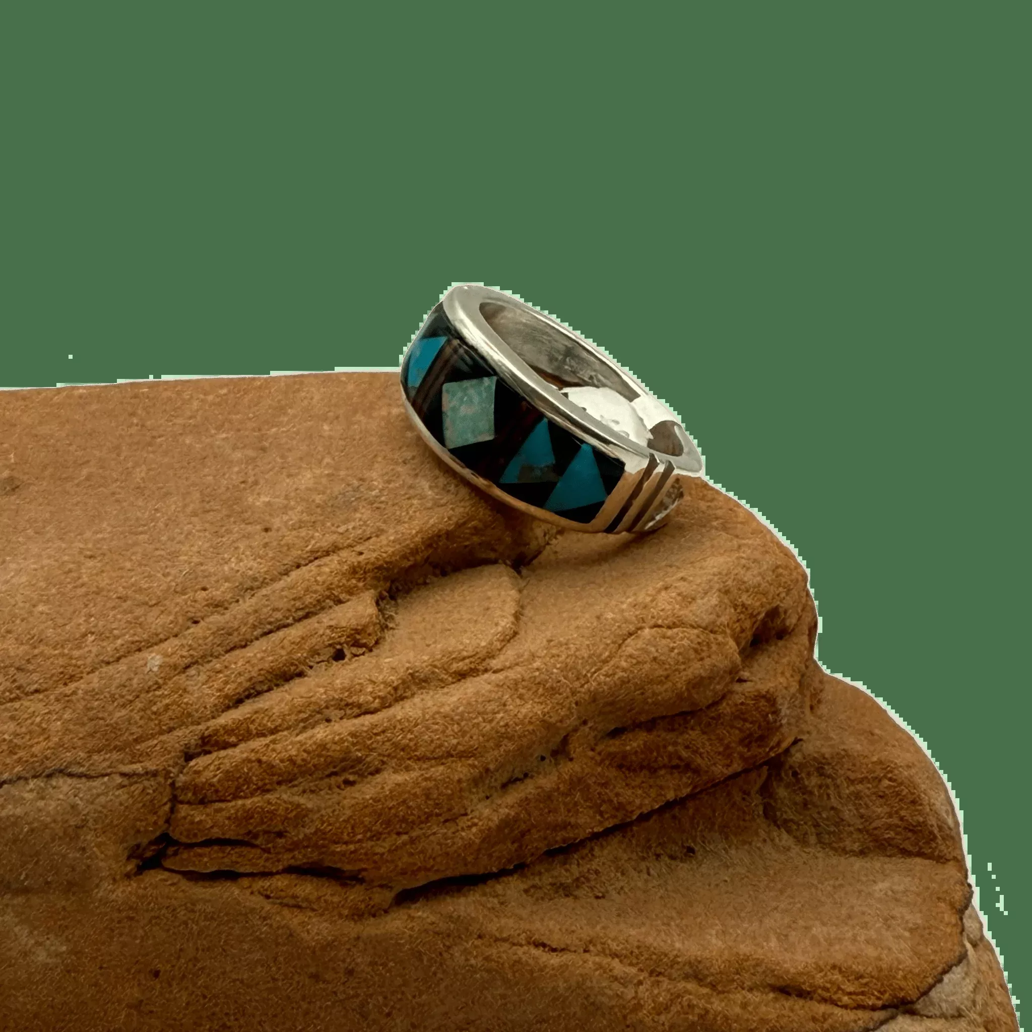 Geometric Turquoise Inlay Ring