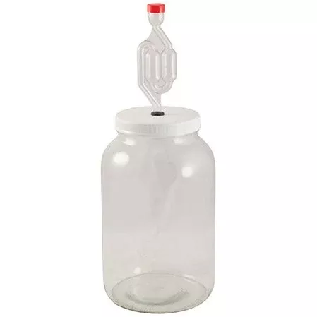 Glass Jar Fermenter Kit | 1 Gallon | Plastic Lid | Airlock