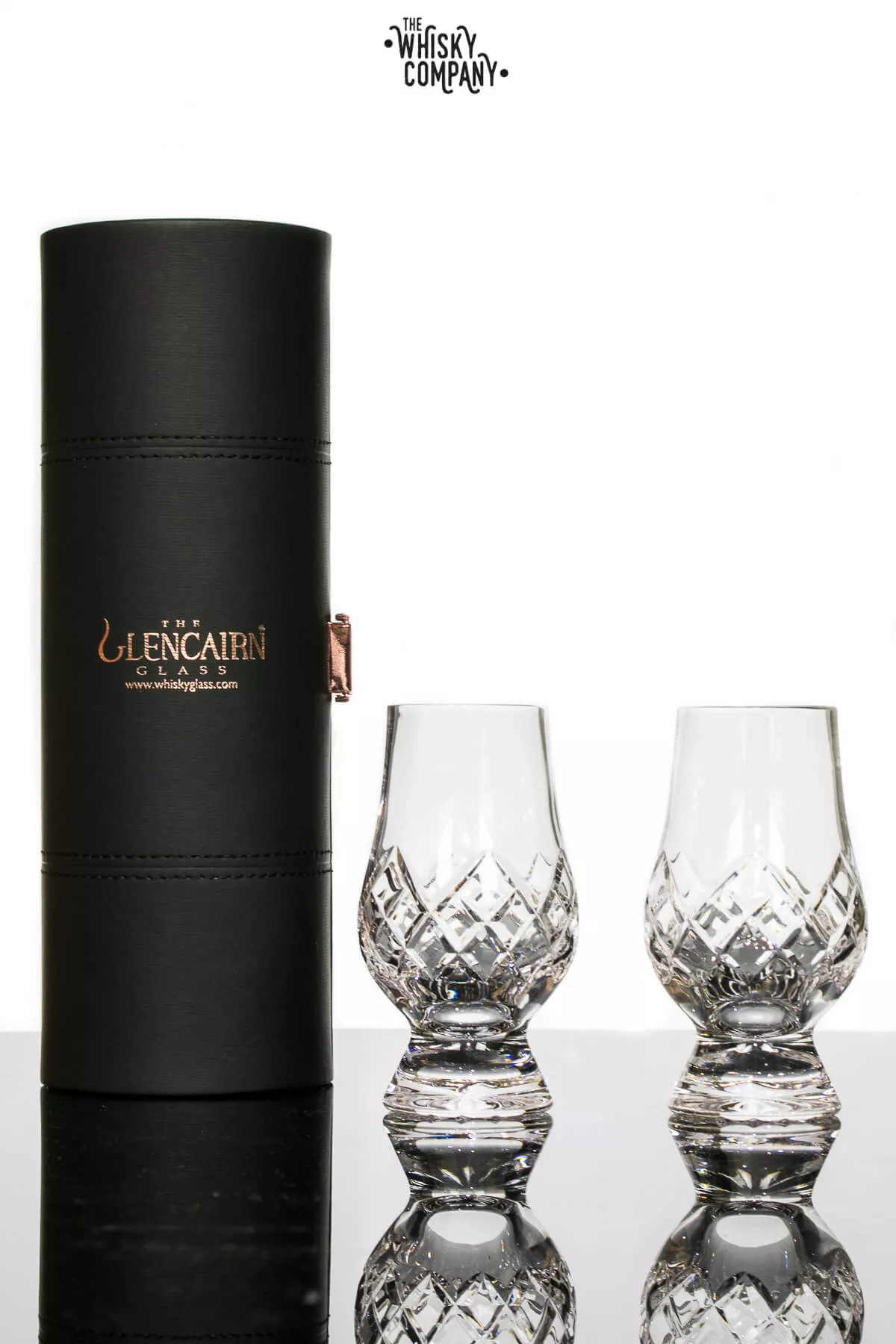 Glencairn Cut Crystal “Hatch” Two Whisky Tasting Glasses In Travel Case