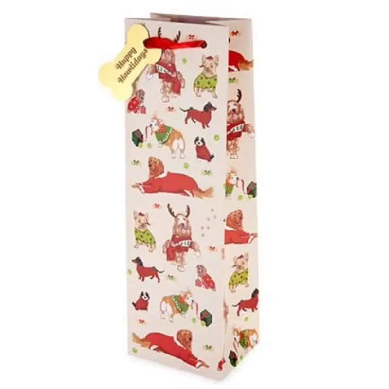 HOLIDAY DOGS 1 BTL WINE BAG