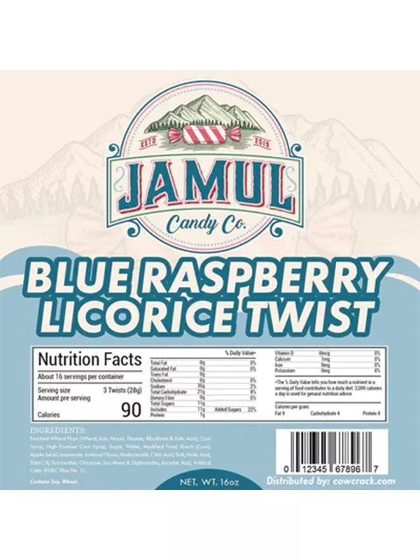 Jamul Candy Co. Blue Raspberry Licorice Twists