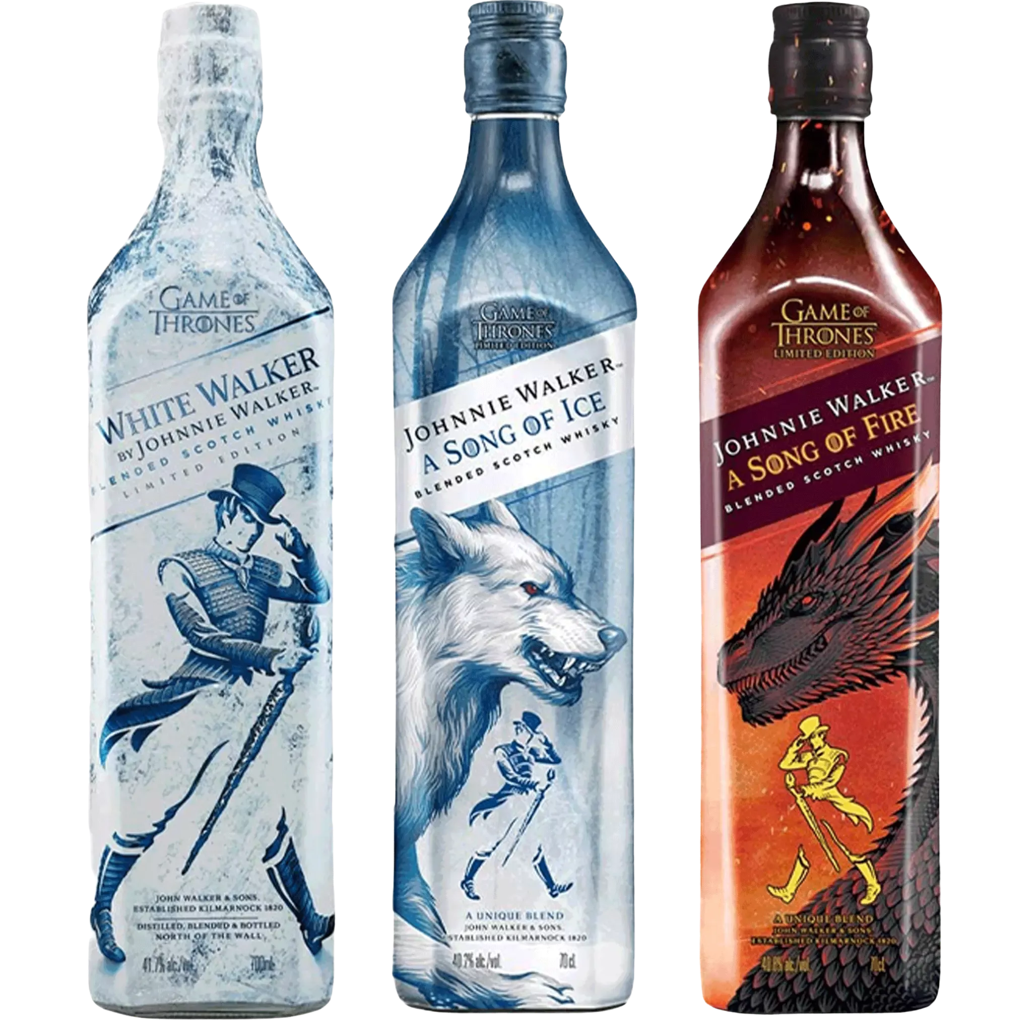 Johnnie Walker Game of Thrones Collection — White Walker, A Song of Ice & A Song of Fire Blended Scotch Whisky Set 3 x 750ml