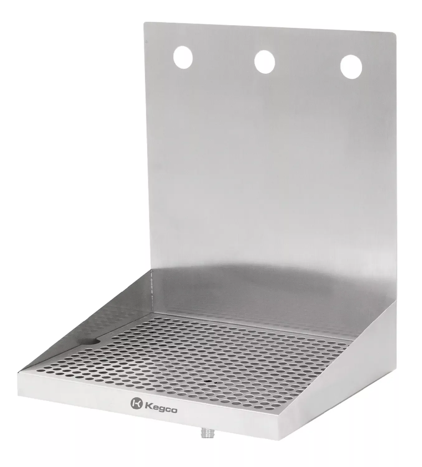 Kegco 12" x 10" x 14" Wall Mount Drip Tray with Drain - 3 Shank Holes
