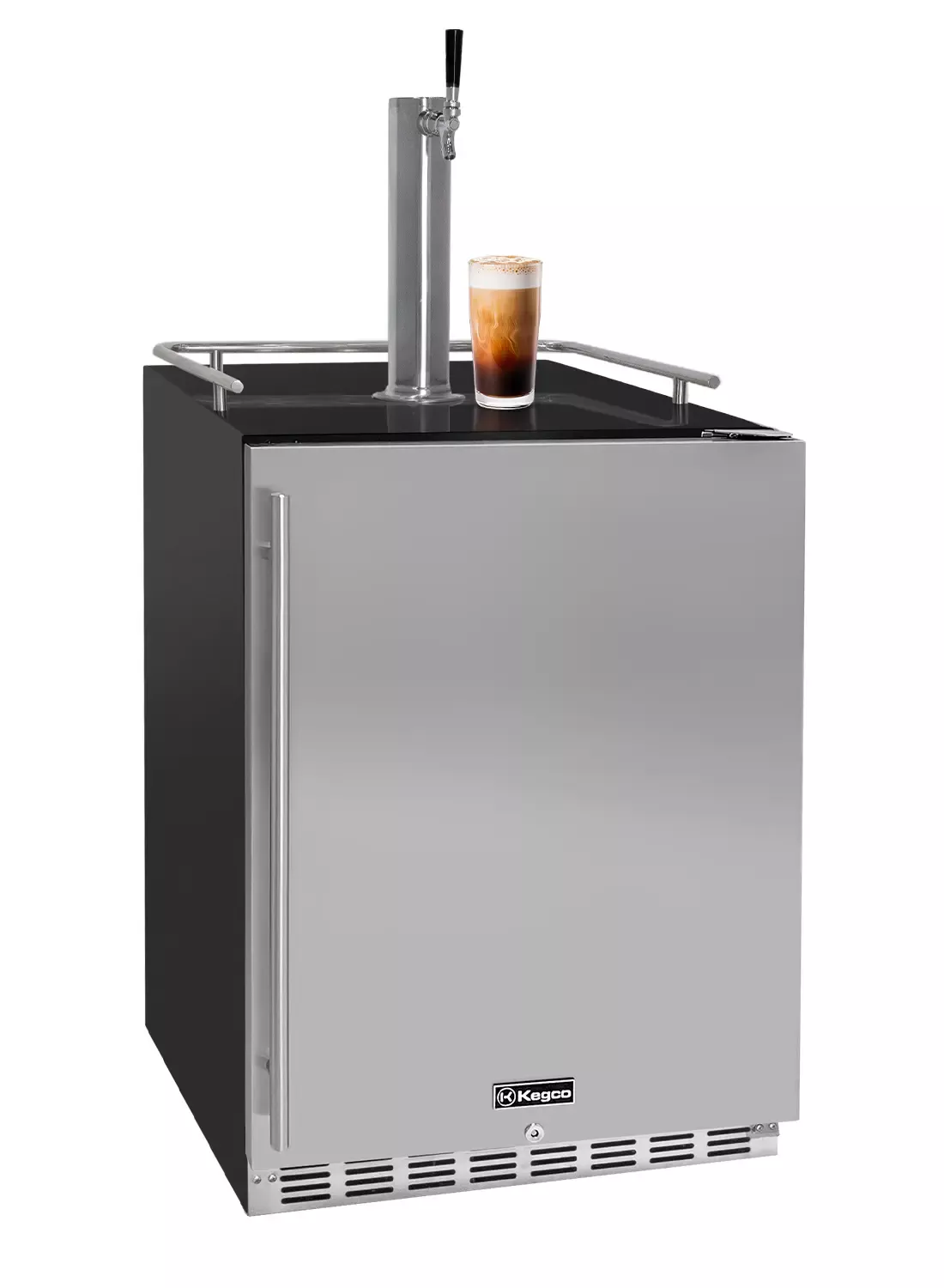 Kegco 24" Wide Cold Brew Coffee Single Tap Black Commercial Built-In Right Hinge Kegerator