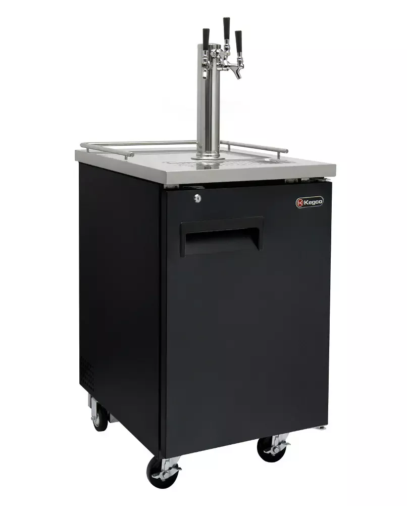 Kegco 24" Wide Cold Brew Coffee Triple Tap Black Commercial Kegerator