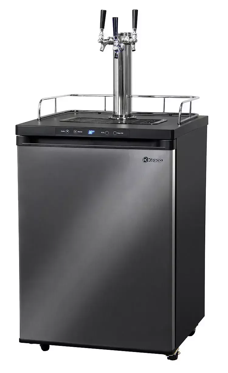 Kegco 24" Wide Cold Brew Coffee Triple Tap Black Stainless Steel Kegerator