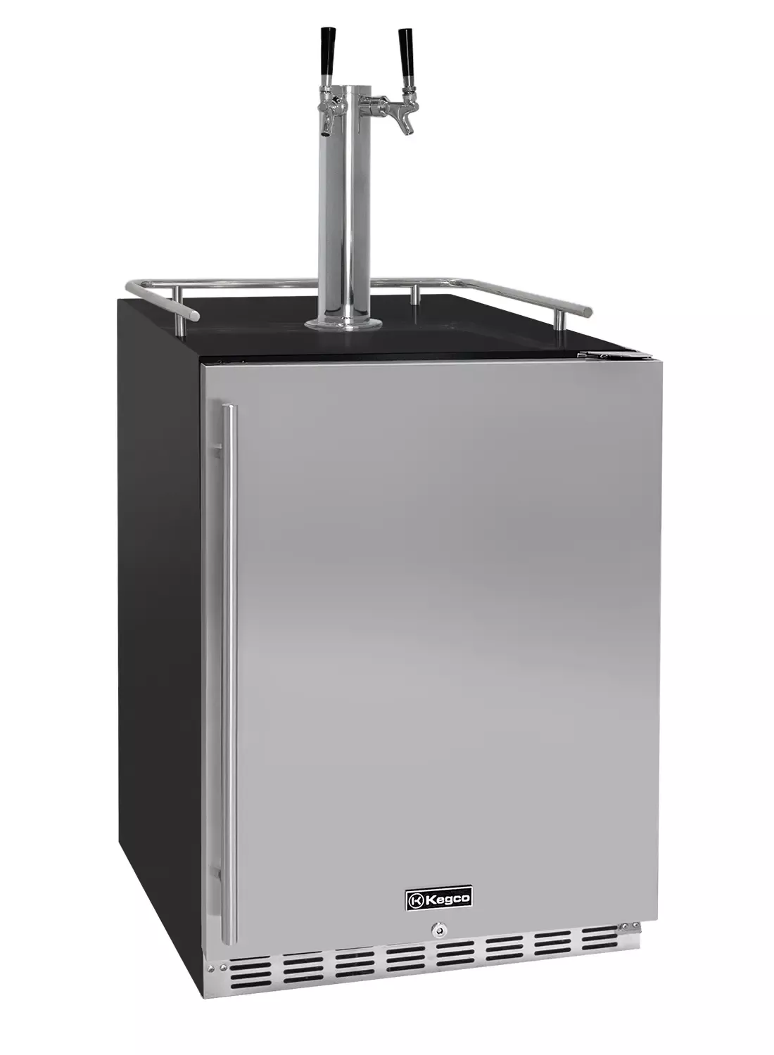 Kegco 24" Wide Homebrew Dual Tap Black Commercial Built-In Right Hinge Kegerator