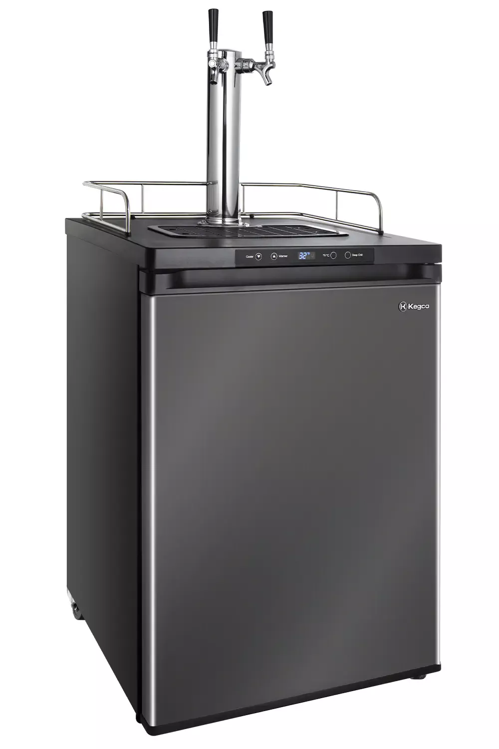 Kegco 24" Wide Homebrew Dual Tap Black Stainless Steel Digital Kegerator
