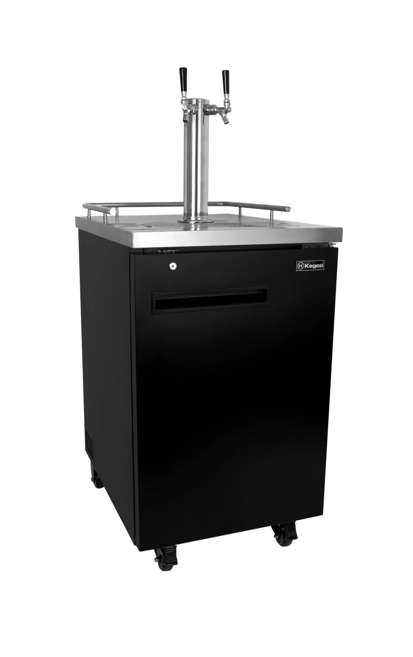 Kegco 24" Wide Kombucha Dual Tap Black Commercial Kegerator