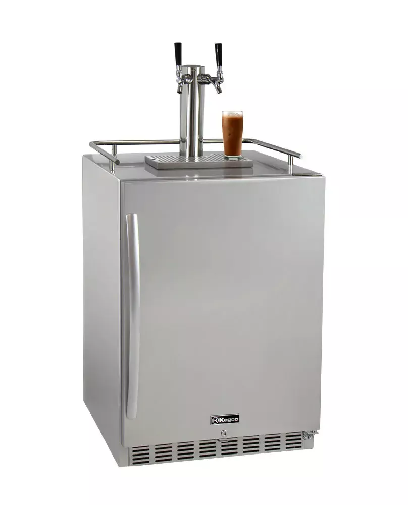 Kegco 24" Wide Outdoor Kombucha Dual Tap All Stainless Steel Built-In Right Hinge Kegerator