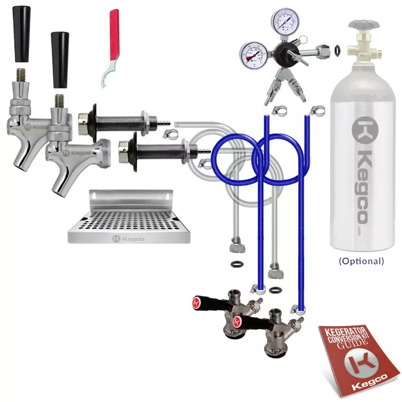 Kegco Deluxe Two Keg Tap Door Mount DIY Kegerator Conversion Kit