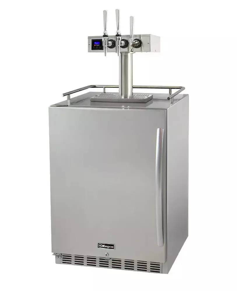 Kegco Hot Draft 24" Wide Triple Tap All Stainless Steel Outdoor Built-In Digital Left Hinge Hot DraftNitro Cold Brew Coffee Dispenser