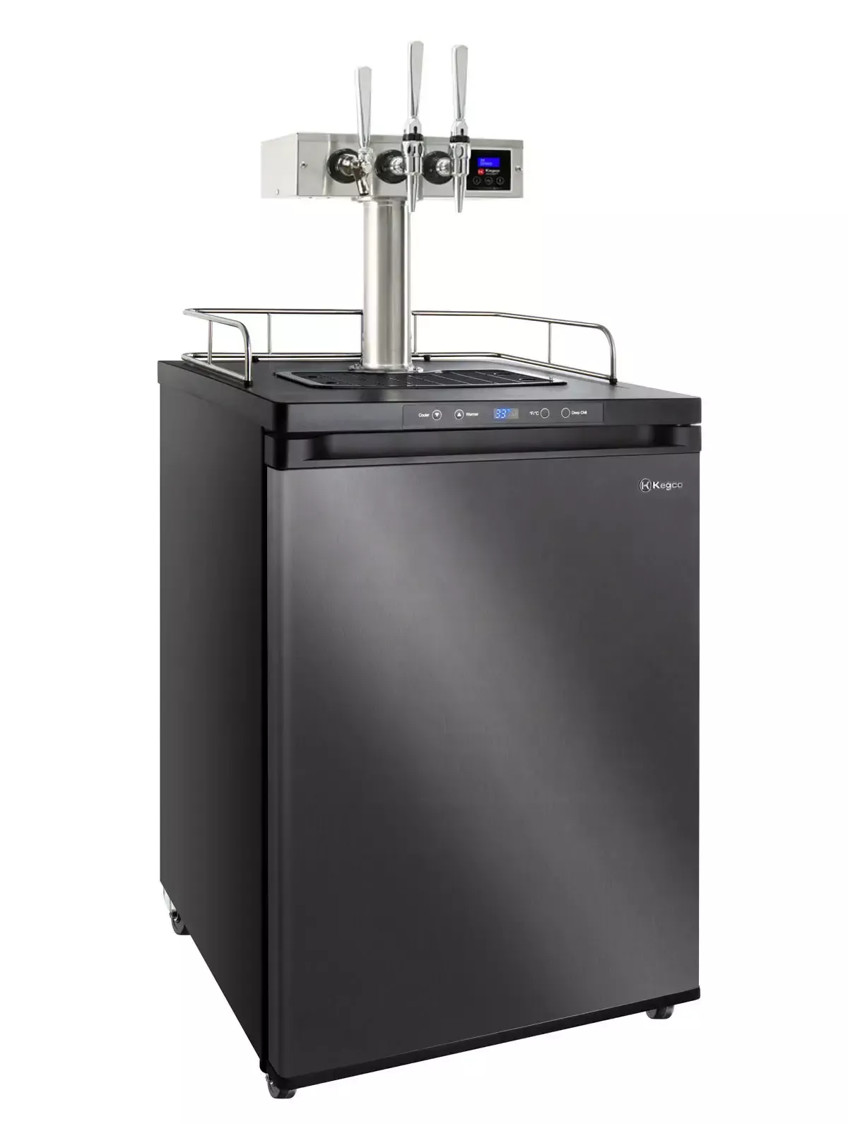 Kegco Hot Draft 24" Wide Triple Tap Black Stainless Steel Digital Hot DraftNitro Cold Brew Coffee Dispenser
